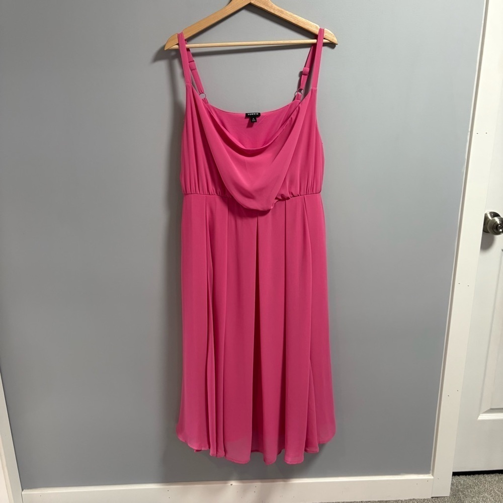 Torrid -- Midi Chiffon Cowl Neck Pleated Dress - Picture 5 of 8